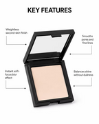 O Cosmedics 1SKIN BLUR Finishing Powder 6g in a universal translucent shade, featuring an open compact with lightweight soft matte powder to blur pores, smooth fine lines and balance shine.