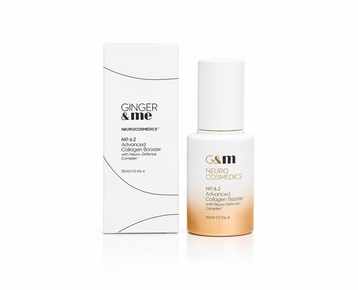 Ginger & Me Advanced Collagen Booster Serum 30ml displayed alongside its original packaging.