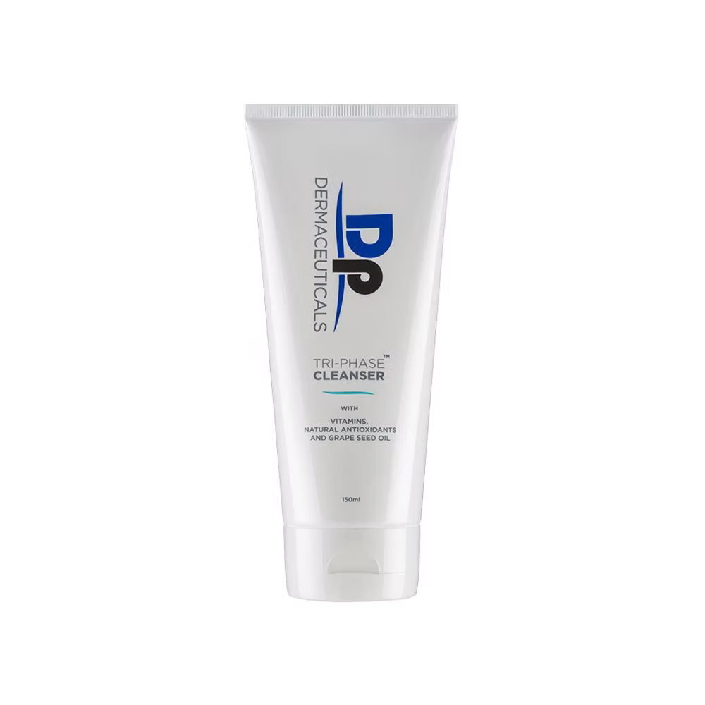 DP Dermaceuticals Tri-Phase Cleanser 150ml, a gentle facial cleanser with vitamins, antioxidants and grape seed oil, included in the Skin Bundle.