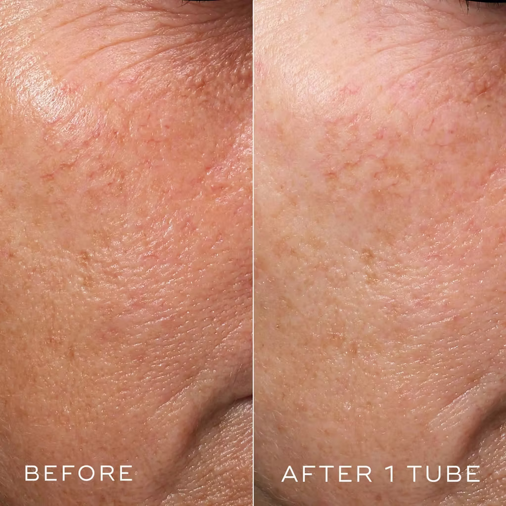Medik8 Crystal Retinal before and after skin comparison showing the appearance of fine lines, wrinkles and skin texture after using one tube.