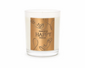 Ginger & Me Happy Scented Candle 500g in white glass with decorative gold label, from the Mindfulness Candle Collection.