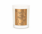 Ginger & Me Happy Scented Candle 500g in white glass with decorative gold label, from the Mindfulness Candle Collection.