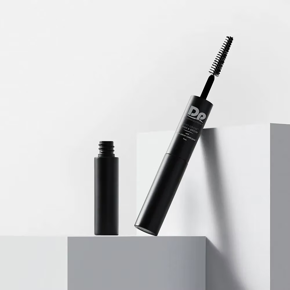 DP Dermaceuticals EXO-GROW Lash & Brow Serum with precision dual applicator brush for eyelashes and eyebrows