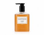 Ginger & Me Happiness Hand Wash 400ml in an amber-coloured pump bottle with black dispenser on a white background.