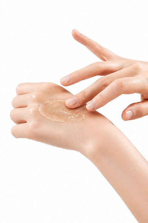 Close-up of hands gently rubbing together, illustrating a daily hand cleansing and care routine.