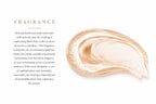 Ginger & Me Happiness Hand Wash fragrance information alongside a swirl of creamy peach-coloured product texture.