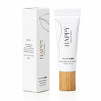 Ginger & Me Happy 3 In 1 Lip Balm 10ml with white tube, natural wood-look cap and matching product box.