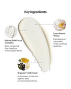 O Cosmedics 1SKIN Lotus Primer ingredient infographic highlighting botanical extracts and skin-nourishing oils.
