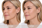 DP Dermaceuticals Vitamin Rich Repair before and after skincare comparison showing visible changes in skin appearance.