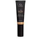 O Cosmedics 1SKIN Natural Fusion Treatment Foundation in Suede 350 shade, 30 mL black tube with beige shade label, front product view on white background.